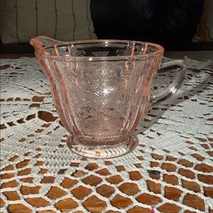 Pink Pressed Glass Creamer Pitcher - Elegant Vintage-Style
